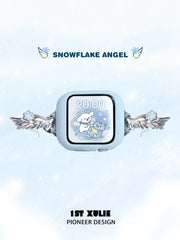 1ST XULIE "Snow Land" Snowflake Angel Wing Watch Band in Platinum Plated & Denim - Lifestyle Shot