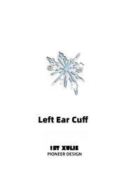 1ST XULIE Jewelry "Snow Land" Platinum Plated Snowflake Asymmetrical Ear Cuffs in Platinum - Back View