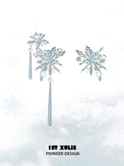 1ST XULIE Jewelry "Snow Land" Platinum Plated Snowflake Asymmetrical Ear Cuffs in Platinum - On Model