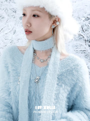 1ST XULIE Jewelry "Snow Land" Snowflake Asymmetrical Stud Earrings in Platinum Plated - Product View