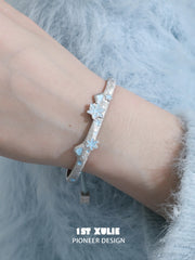 1ST XULIE Jewelry "Snow Land" Snowflake Cat Bell Bangle in Brass - Product View