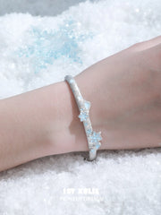 1ST XULIE Jewelry "Snow Land" Snowflake Cat Bell Bangle in Brass - On Model