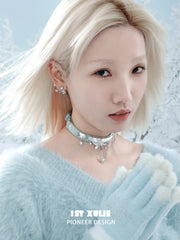 1ST XULIE "Snow Land" Snowflake Convertible Choker in Microfiber and Platinum - Side View