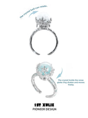 1ST XULIE "Snow Land" Snowflake Crystal Ball Statement Ring in 925 Sterling Silver - Packaging View