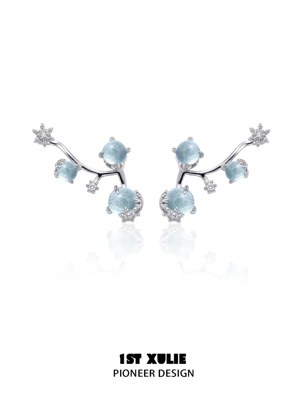 1ST XULIE "Snow Land" Snowflake Dangle Earrings in Platinum Plated - Lifestyle Shot