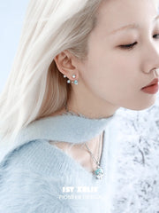 1ST XULIE "Snow Land" Snowflake Dangle Earrings in Platinum Plated - On Model