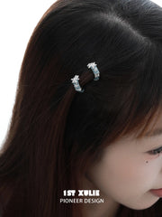 1ST XULIE "Snow Land" Snowflake Hair Cuffs in Platinum Plated - Side View
