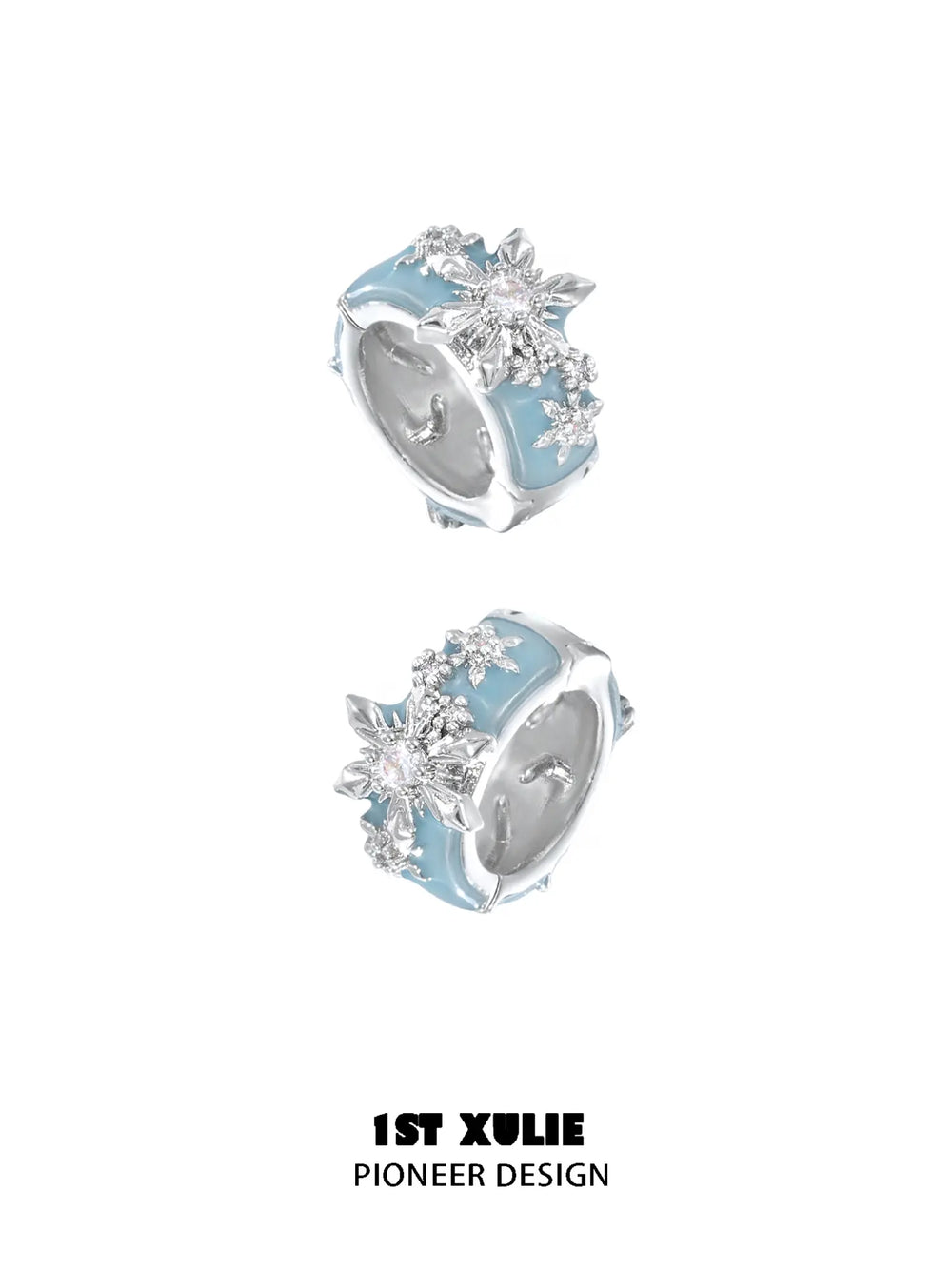 1ST XULIE "Snow Land" Snowflake Hair Cuffs in Platinum Plated - Texture Detail