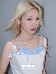 1ST XULIE "Snow Land" Snowflake Kitty Bell Ear Cuffs in Platinum Plated Brass - Detail Shot