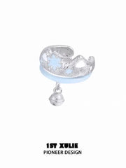 1ST XULIE "Snow Land" Snowflake Kitty Bell Ear Cuffs in Platinum Plated Brass - On Model