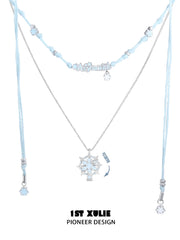 1ST XULIE Jewelry "Snow Land" Snowflake Spinning Pendant Necklace in Platinum Plated Brass - Texture