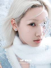 1ST XULIE Jewelry "Snow Land" Snowflake Stud Earrings in 925 Sterling Silver - Side View