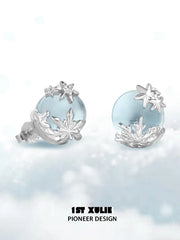 1ST XULIE Jewelry "Snow Land" Snowflake Stud Earrings in 925 Sterling Silver - Texture