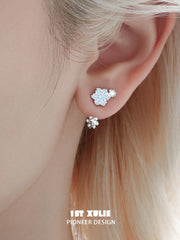 1ST XULIE Jewelry "Snowy Cuties" Snowy Pony Stud Drop Earrings in Platinum Plated Brass - Lifestyle Shot