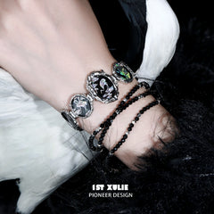 1ST XULIE "Soaring Cranes" Hand Chain in Platinum Plated - Side View On Model