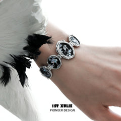 1ST XULIE "Soaring Cranes" Hand Chain in Platinum Plated - Detail Shot