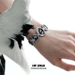 1ST XULIE "Soaring Cranes" Hand Chain in Platinum Plated - Product View