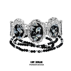 1ST XULIE "Soaring Cranes" Hand Chain in Platinum Plated - On Model