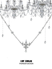 1ST XULIE "Crystal Palace" Sparkling Crystal Chandelier Necklace in 925 Sterling Silver - On Model