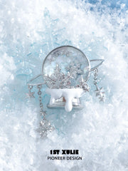 1ST XULIE Jewelry "Snow Land" Sparkling Snowflake Crystal Ball Brooch in Platinum Plated - Lifestyle Shot