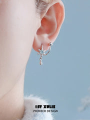 1ST XULIE "Snow Land" Sparkling Snowflake Stud Earrings in Platinum Plated - Lifestyle Shot