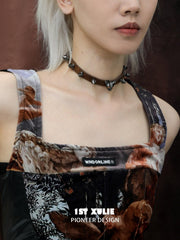 1ST XULIE "Cat's Gaze" Sphinx Cat Cowhide Studded Choker in Cowhide and Platinum Plated Alloy - Packaging View