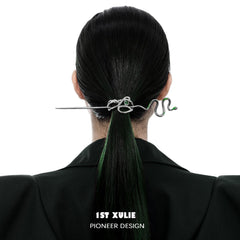 1ST XULIE "Slytherin House" Spirit Serpent Hairpin in Platinum Plated - Side View