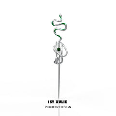 1ST XULIE "Slytherin House" Spirit Serpent Hairpin in Platinum Plated - Detail Shot