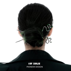 1ST XULIE "Slytherin House" Spirit Serpent Hairpin in Platinum Plated - Lifestyle Shot