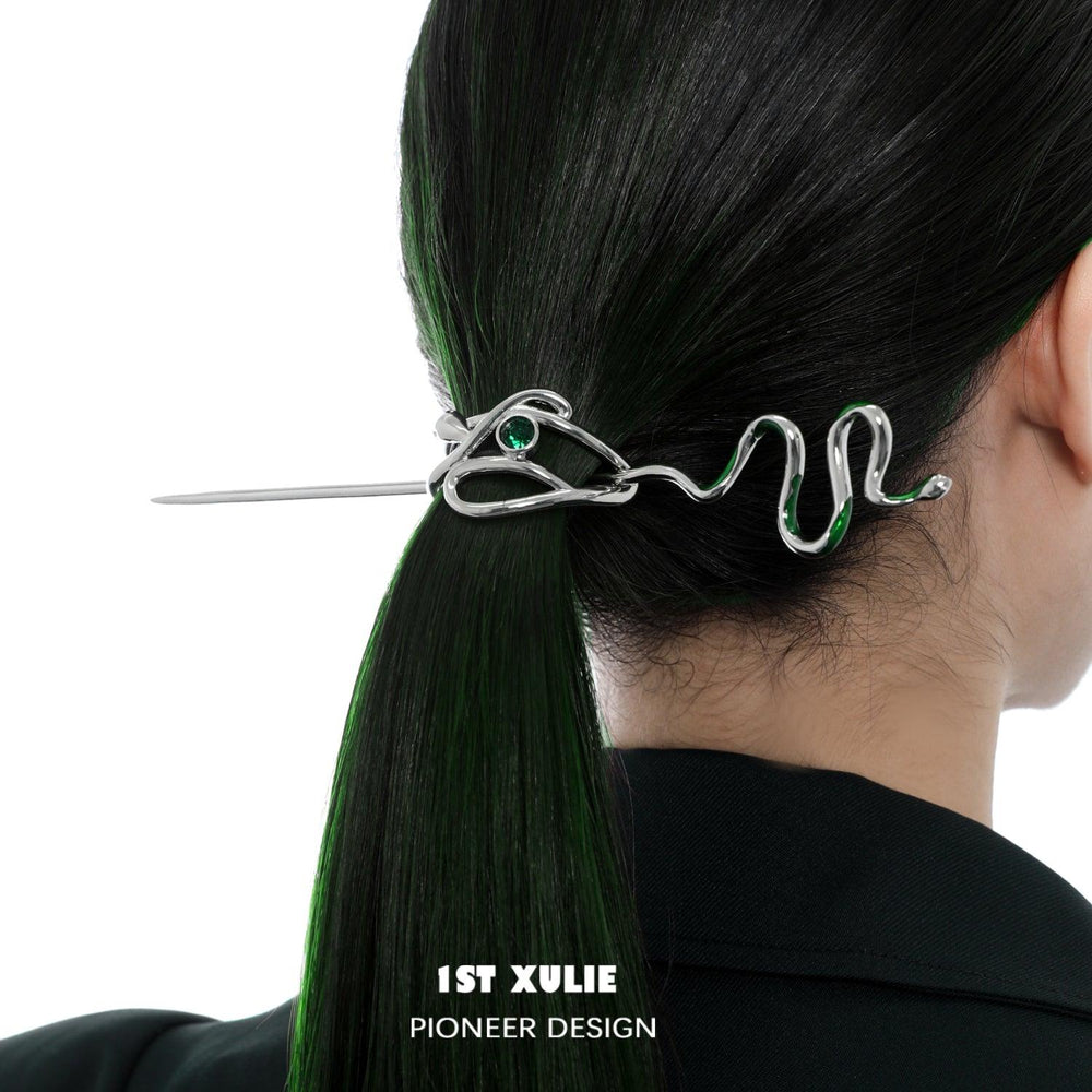 1ST XULIE "Slytherin House" Spirit Serpent Hairpin in Platinum Plated - Product View