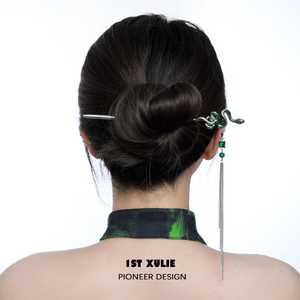 1ST XULIE "Slytherin House" Spirit Snake Convertible Hairpin in Platinum Plated - Side View