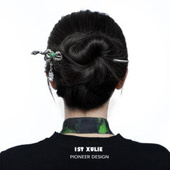 1ST XULIE "Slytherin House" Spirit Snake Convertible Hairpin in Platinum Plated - Lifestyle Shot
