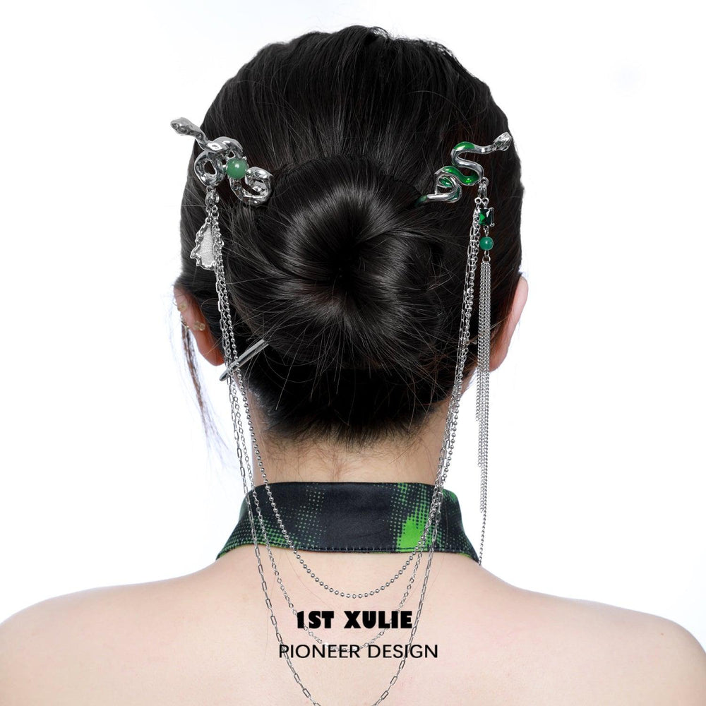 1ST XULIE "Slytherin House" Spirit Snake Convertible Hairpin in Platinum Plated - Product View