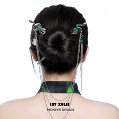 1ST XULIE "Slytherin House" Spirit Snake Convertible Hairpin in Platinum Plated - Product View