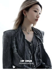 1ST XULIE "Stone Age" Spotted Stone Statement Choker Necklace in 925 Sterling Silver - Size Comparison