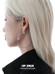 1ST XULIE Jewelry "WISHING STAR" Star Charm Hoop Earrings in Brass - Side View