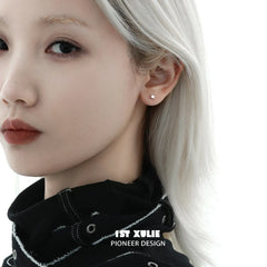 1ST XULIE "Star Trails" Detachable Four-Pointed Star Dangle Stud Earrings in 925 Sterling Silver - Back View