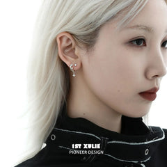 1ST XULIE "Star Trails" Detachable Four-Pointed Star Dangle Stud Earrings in 925 Sterling Silver - Size Comparison
