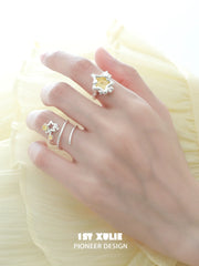 1ST XULIE Jewelry "WISHING STAR" Star Flip Zirconia Ring in Rhodium Plated Brass - Product View