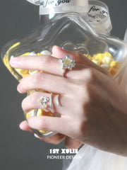 1ST XULIE Jewelry "WISHING STAR" Star Flip Zirconia Ring in Rhodium Plated Brass - Side View