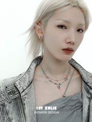 1ST XULIE "Star Trails" Moissanite Pendant Necklace in 24K Gold/Platinum - Lifestyle Shot