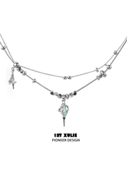 1ST XULIE "Star Trails" Moissanite Pendant Necklace in 24K Gold/Platinum - Texture Detail