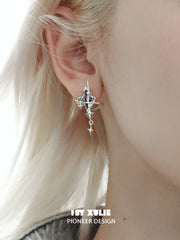 1ST XULIE "Star Trails" Moissanite Dangle Earrings in Platinum - Angled View