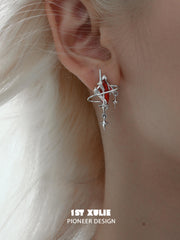1ST XULIE "Star Trails" Moissanite Dangle Earrings in Platinum - Product View