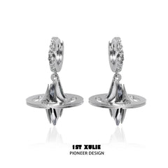 1ST XULIE "Star Trails" Statement Chunky Huggie Hoop Earrings in Platinum Plated - Back View