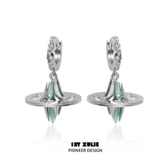 1ST XULIE "Star Trails" Statement Chunky Huggie Hoop Earrings in Platinum Plated - Lifestyle Shot