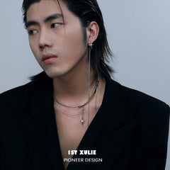 1ST XULIE "Star Trails" Statement Layered Choker Set in Platinum Plated - Detail Shot