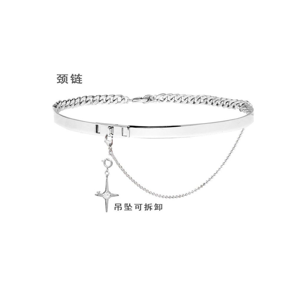 1ST XULIE "Star Trails" Statement Layered Choker Set in Platinum Plated - Lifestyle Shot