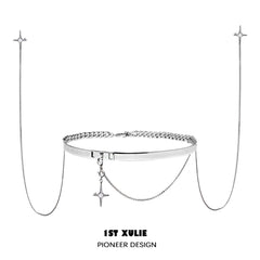 1ST XULIE "Star Trails" Statement Layered Choker Set in Platinum Plated - On Model