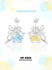 1ST XULIE Jewelry "WISHING STAR" Star Wishing Bottle Stud Earrings in Rhodium Plated - Packaging View